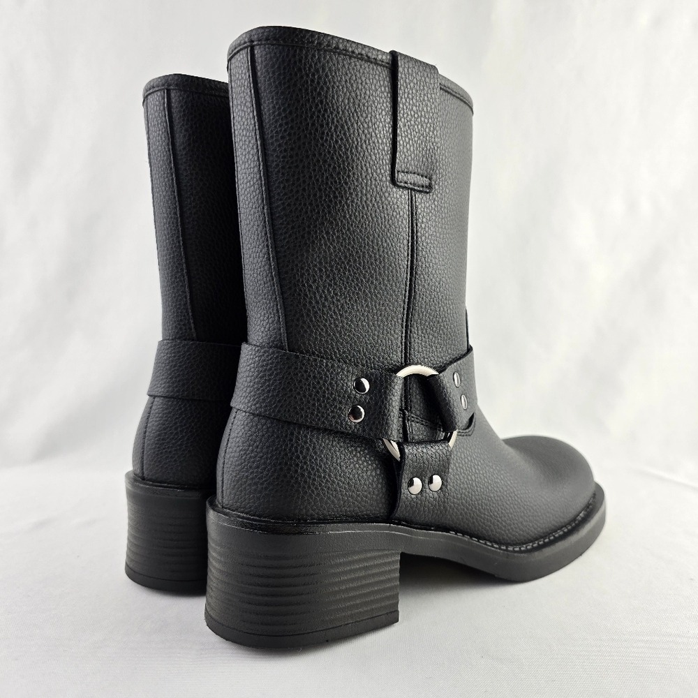 NWT Aqua Diva Women's Waterproof Leather Harness Moto Boot Lined Black 6 - Picture 6 of 16